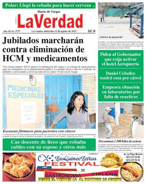 La Guaira, miércoles 12 de agosto de 2015 Año 18 No. 5737