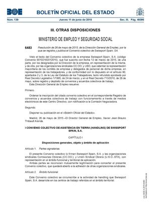 Convenio Colectivo De Swissport Handling, 2015