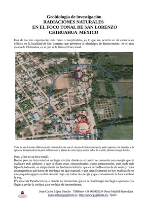 Investigacion Geobiológica Del Foco Tonal De San Lorenzo, Chiuhaua, México