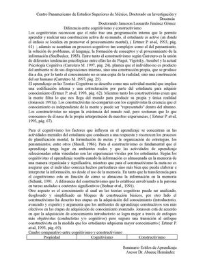 Reseña Diferencia Entre Cognitivismo Y Constructivismo
