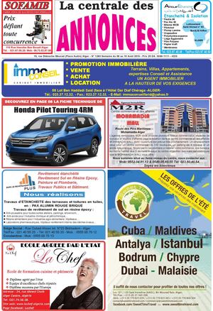La Centrale des Annonces N° 1263 Semaine du 09 au 15 Juin 2015