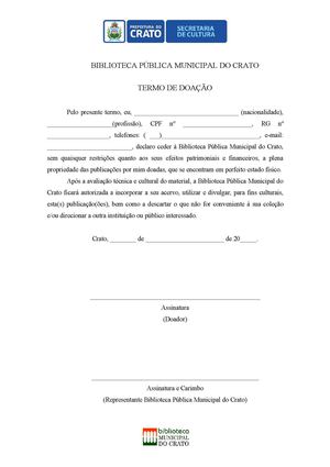 Biblioteca Municipal Modelo Termo Doacao