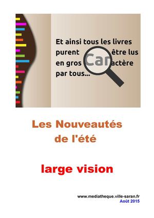 Nouveautés livres en gros caractères été 2015