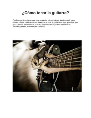 Cómo Tocar La Guitarra