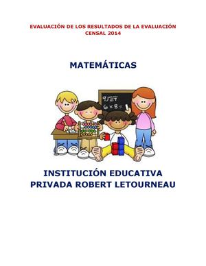 Reflexión De La Evaluacion Censal 2014 Matemática 1º Y 2º Grado De Primaria