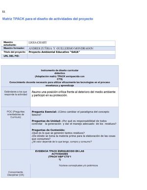 M3 S4 Matriz Tpack Para El Diseño De Actividades Ligia