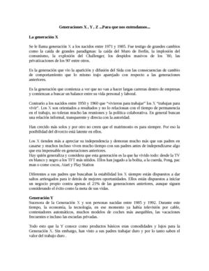 Generaciones X,y Y Z