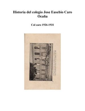 Historia Del Colegio Jose Eusebio Caro Ocaña