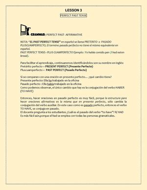 Lesson 3 Past Perfect