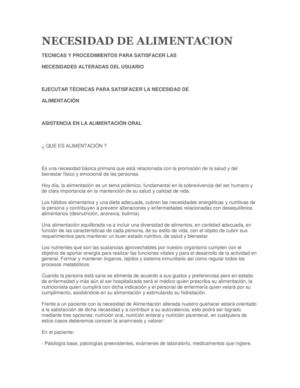 Necesidad De Alimentacion