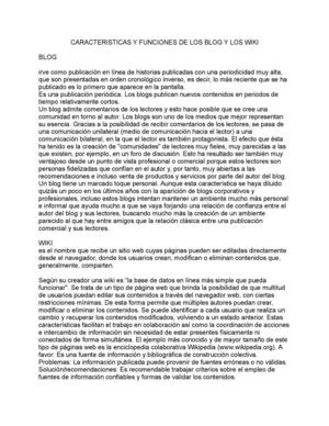 Caracteristicas Y Funciones De Los Blog Y Los Wiki