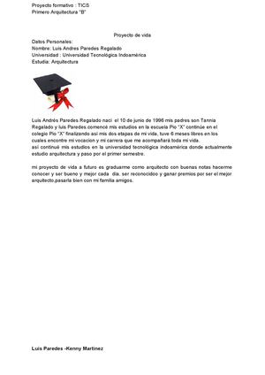 Luis Paredes Proyecto De Vida