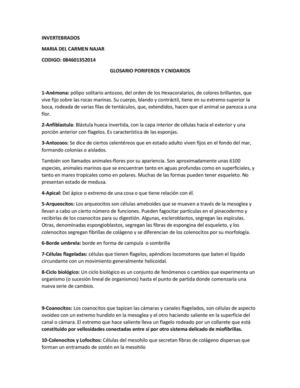 Glosario Poriferos Y Cnidarios