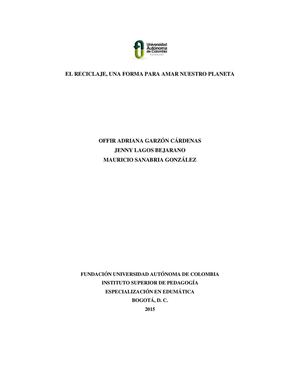 Proyecto Reciclaje Justificacion