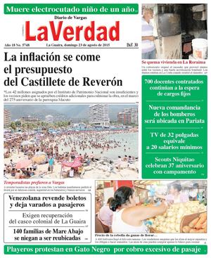 La Guaira, domingo 23 de agosto de 2015 Año 18 No. 5748