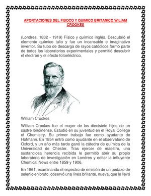 APORTACIONES DEL FISOCO Y QUIMICO BRITANICO WILIAM CROOKES