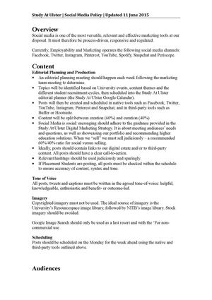 Study At Ulster Social Media Policy 201