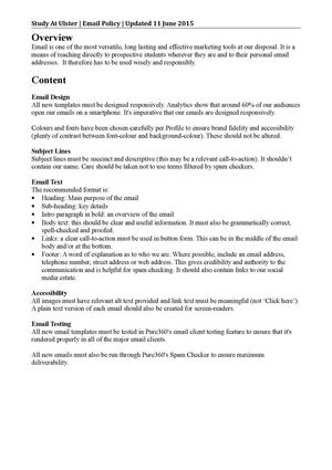 Study At Ulster Email Policy 201