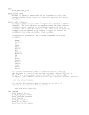 About Reserved Words Help