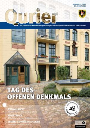 Qurier - Das Amtsblatt 09/2015 der Welterbestadt Quedlinburg mit den Ortschaften Bad Suderode und Gernrode vom 29.08.2015