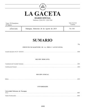 Gaceta No 161 Miercoles 26 De Agosto 2015