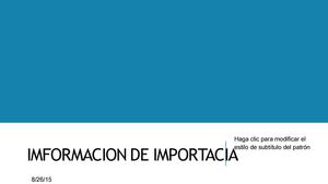 Imformacion De Importacia