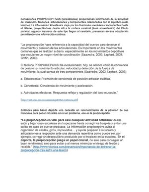 Sensaciones PROPIOCEPTIVAS