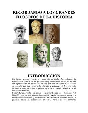 Recordando A Los Grandes Filosofos De La Historia