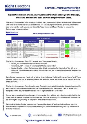 Service Improvement Plan - Product Information - Aug 15