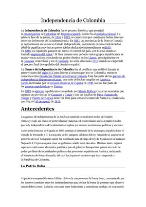 Independencia De Colombia