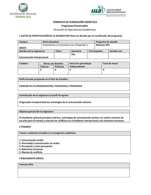 Planeación Comunicación Interpersonal