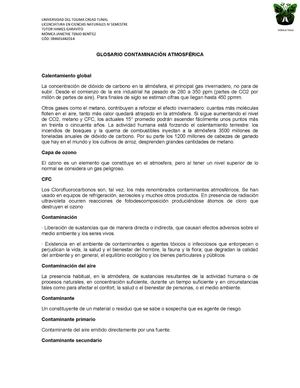 Glosario Contaminación Atmosférica