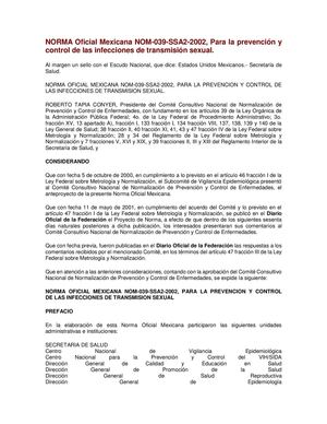 Norma Oficial Mexicana 039 Infecciones De Transmisión Sexual