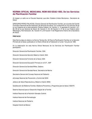 Norma Oficial Mexicana 039 Métodos De Planificación Familiar