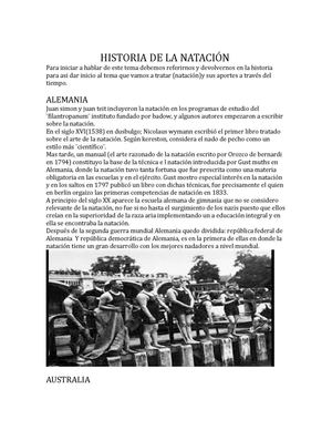 Historia De La Natación