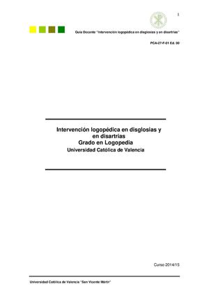 Intervención Logopédica En Disglosias Y En Disartrias