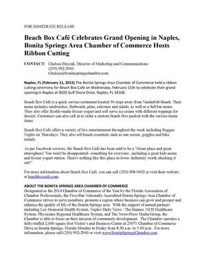 Beach Box Café Celebrates Grand Opening In Naples, Bonita Springs Area Chamber Of Commerce Hosts Ribbon Cutting