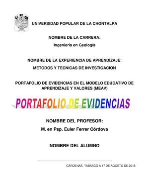 Portafolio De Eviedencias Metodos Y Tecnicas De Investigacion Ingeo