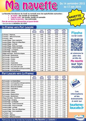 Horaires Ma Navette - Du 14 septembre 2015 au 17 juin 2016