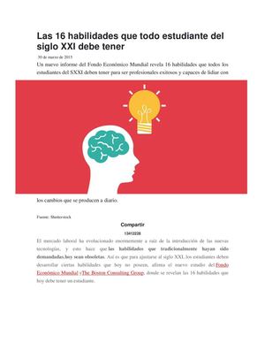 Las 16 Habilidades Que Todo Estudiante Del Siglo Xxi Debe Tener