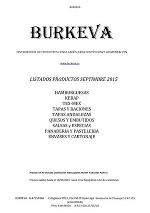 Catalogo Burkeva Distribuidor De Productos Congelados