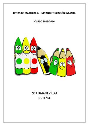 Listas de material alumnado educación infantil - 15-16