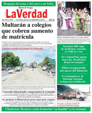 La Guaira, jueves 03 de septiembre de 2015 Año 18 No. 5759