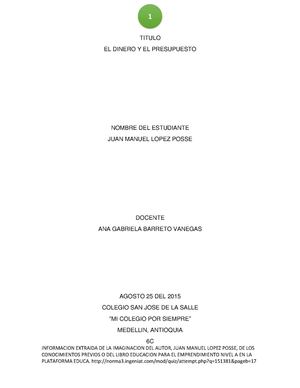 Dinero Y Presupuesto Jmlp 6c