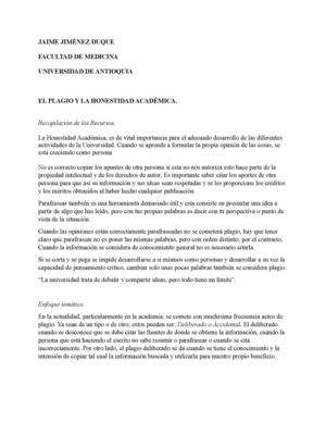 Honestidad Académica Y Plagio