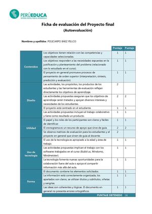 Ficha De Evaluación Autoevaluación Báez