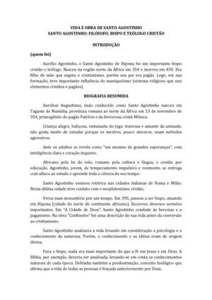 VIDA E OBRA DE SANTO AGOSTINHO