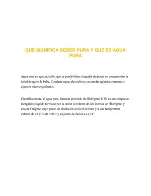 QUE SIGNIFICA BEBER PURA Y QUE ES AGUA PURA