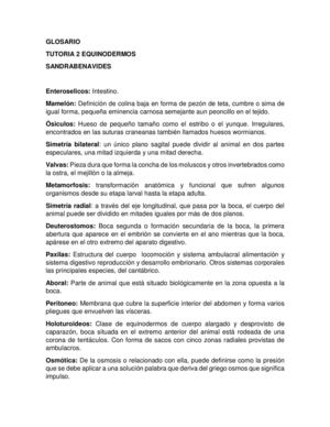 Glosario Equinodermos