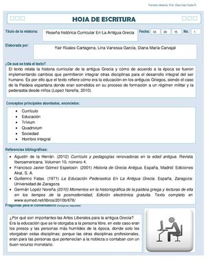 Reseña histórica Curricular En La Antigua Grecia